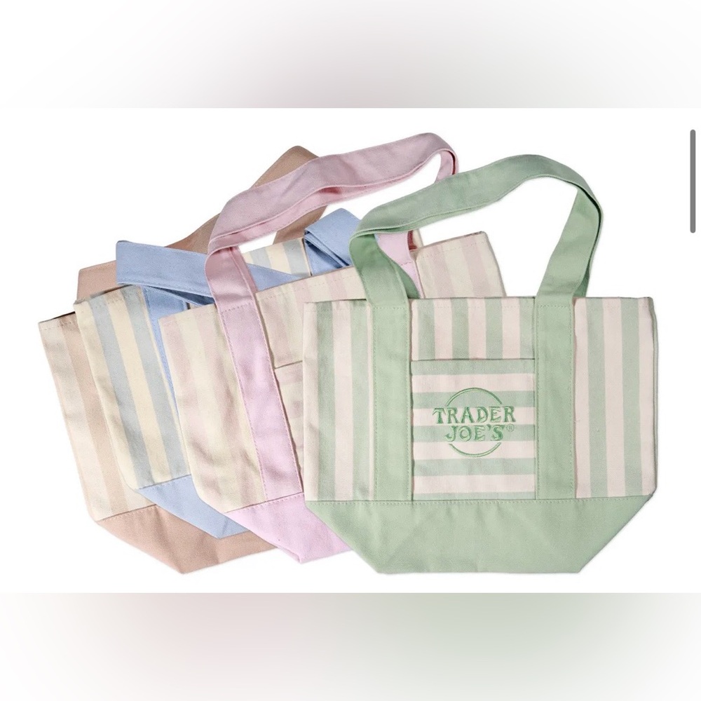 Trader Joe’s - SET OF FOUR Pastel Stripe Canvas Tote Bags